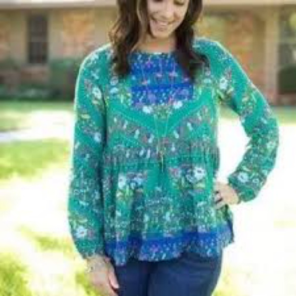 Matilda Jane Boho Floral Long Sleeve Tunic Top | Size Medium